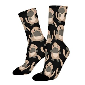 Cute Platypus Women Printed Crew Socks Funny Funky Socks Soft Polyester Novelty Gifts for Artists Men - 1 of 1