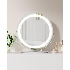 Whizmax 19 inch LED Makeup Mirror with Touch Control,  Tabletop Vanity Mirror, 3 Color Lighting Dimmable, 360° Rotatable - White - 1 of 4