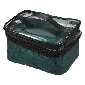 Unique Bargains Double Layer Makeup Bag Cosmetic Travel Bag Case Organizer Bag Clear Bags for Women 1 Pcs - 1 of 4