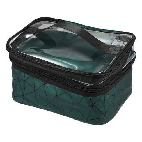 Unique Bargains Double Layer Makeup Bag Green | Target