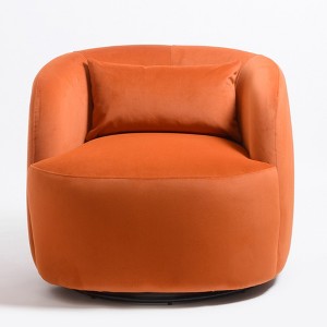 KINWELL 34" Wide Velvet Upholstered Swivel Accent Arm Chair with Toss Pillow - 1 of 4