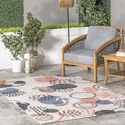 Abstract Multicolor Washable Synthetic Indoor/Outdoor Rug