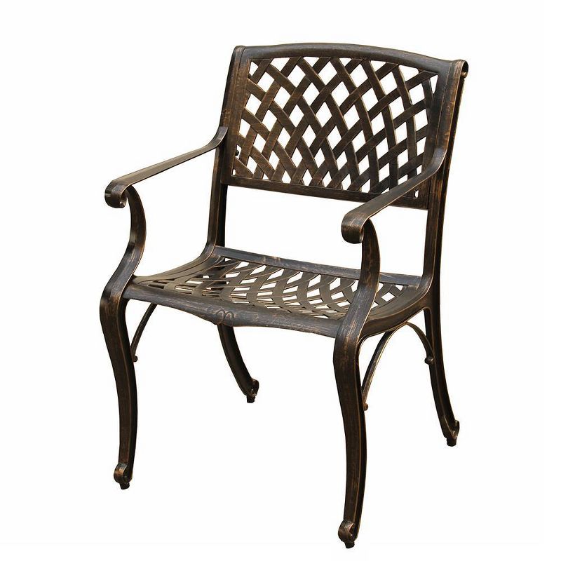 Modern Outdoor Mesh Lattice Aluminum Dining Chair - Bronze - Oakland Living, 1 of 10