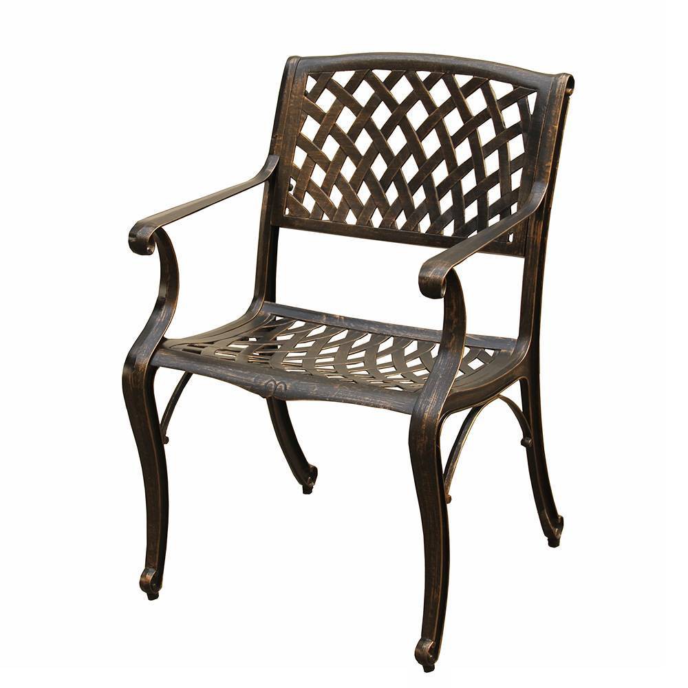 Modern Outdoor Mesh Lattice Aluminum Dining Chair Bronze Oakland Living