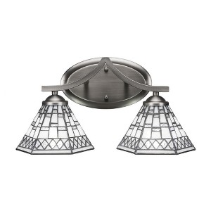 Toltec Lighting Zilo 2 - Light Vanity in  Graphite with 7" Pewter Art Glass Shade - 1 of 1