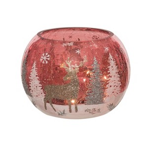 Transpac Glass 6 in. Multicolor Christmas Light Up Mystic Forest Globe Decor - 1 of 2