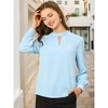 INSPIRE CHIC Women's Office Keyhole Elegant Stand Collar Long Sleeve Back Neck Button Blouse - 2 of 4