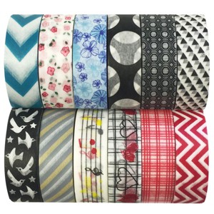 Wrapables Washi Tapes Decorative Masking Tapes, Set of 12 - 1 of 4