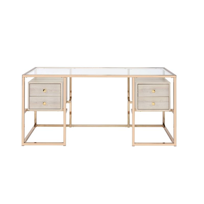 Huyana Desk Clear Glass/Gold - Acme Furniture, 3 of 7