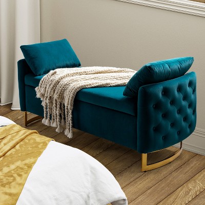 Christoph Modern Upholstered Flip Top Storage Bench with Two Pillows for Foot of Bed|ARTFUL LIVING DESIGN