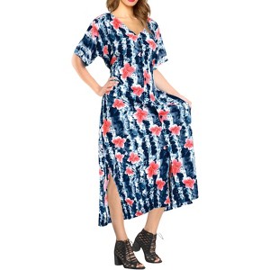 HAPPY BAY Women's Beachwear Swimsuit Coverups for Women Summer Cover Ups for Swimwear Women Button Up Beach Dress Night T Shirt L-XL Black Floral - 1 of 3