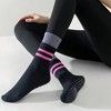 Anna-Kaci 3-Pair Mid-Calf Grip Bottom Socks with Striped Cuff and Soft Ribbed Knit for Everyday Comfort and Stability - 2 of 4