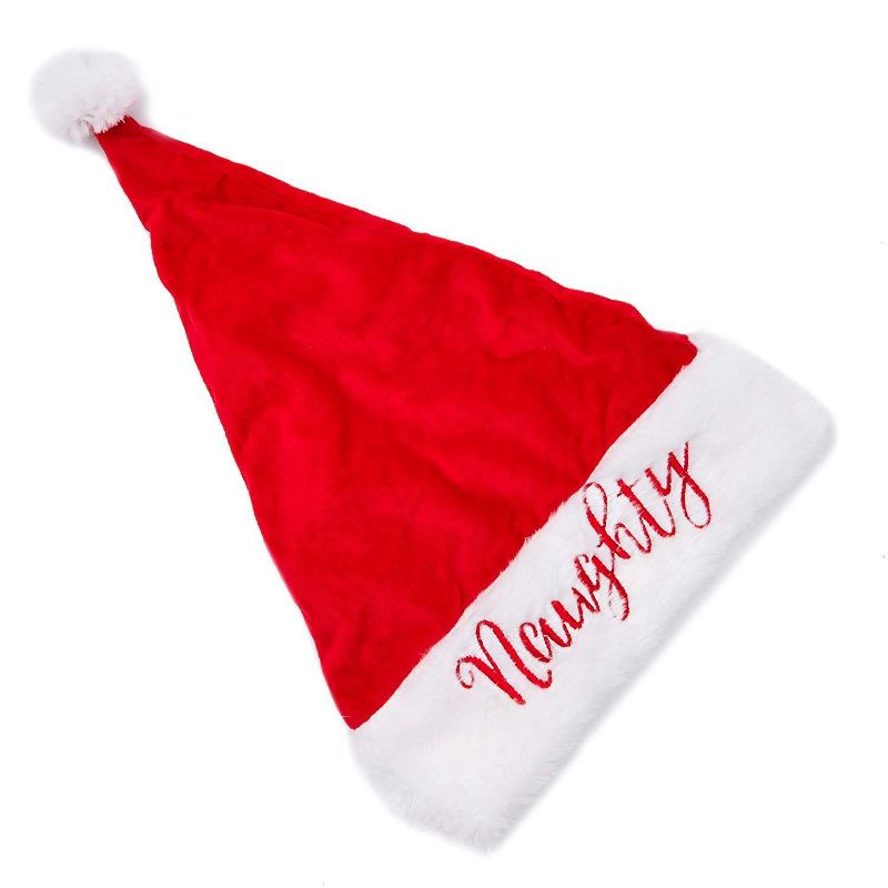Blue Panda 2 Pack Naughty and Nice Christmas Santa Hats, Party Supplies, 11.5x 17.5 in, 5 of 7