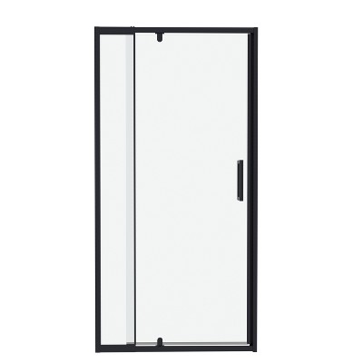ONWITH 28 to 32 in. W x 72 in. H Framed Pivot Shower Door in Black with Clear Glass