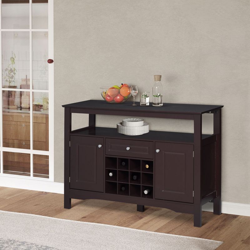 HOMCOM Modern Sideboard, Wooden Kitchen Buffet Cabinet with Drawer and 12-Bottle Wine Rack for Living Room, 2 of 7