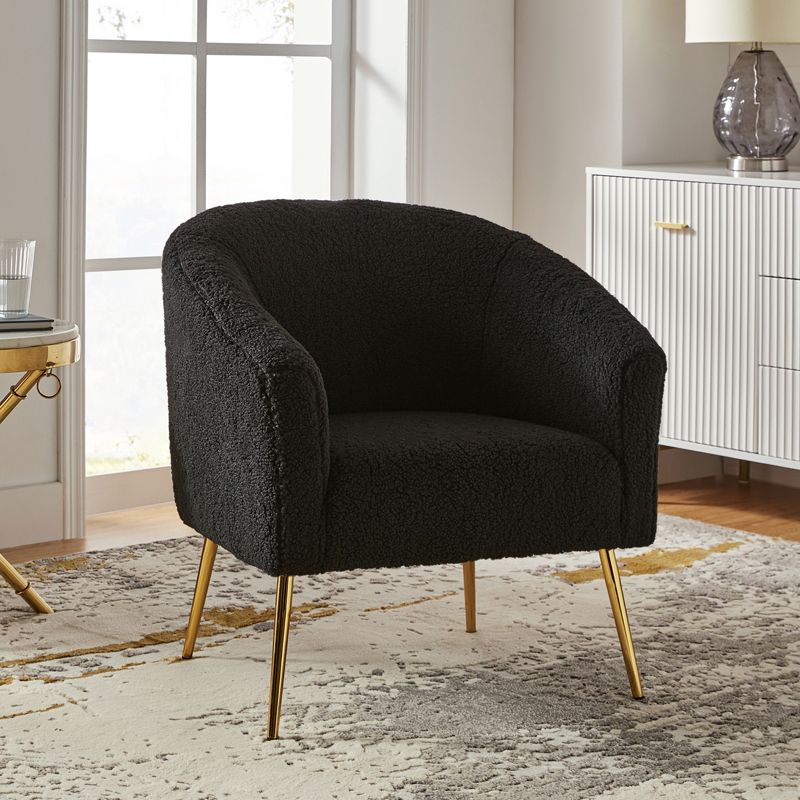 Vicenza Contemporary Wooden Upholstered Polyester Accent Barrel  Chair with Metal Legs for Bedroom and Living Room | Karat Home, 2 of 12
