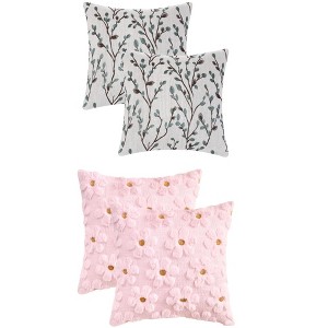 REGALWOVEN 4 Pcs Floral Pattern Soft Comfort Throw Pillow Covers 18" x 18" - 1 of 4