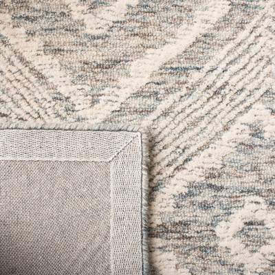 Ivory and Denim Abstract Tufted Wool Square Area Rug