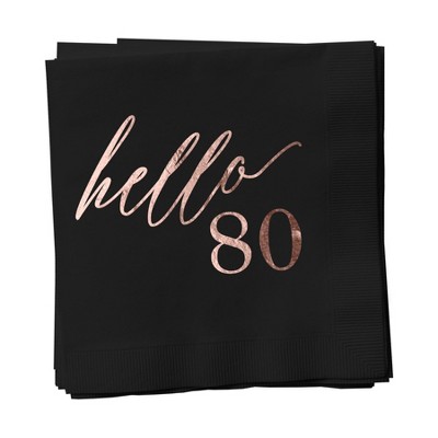 Birthday Black Beverage Cocktail Party Napkins 25 Pack With Rose Gold ...