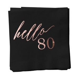 Paper Frenzy Birthday Black Beverage Cocktail Party Napkins 25 Pack with Rose Gold Foil Printing 4.75 x 4.75 Paper Frenzy - 1 of 1
