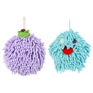 REGALWOVEN 2 Pcs Cute Comfortable Soft Absorbent Chenille Fuzzy Hand Towel - 1 of 4