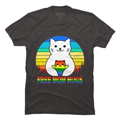 Adult Design By Humans Free Mom Cat Hugs Pride Sunrise By Avocato T-Shirt