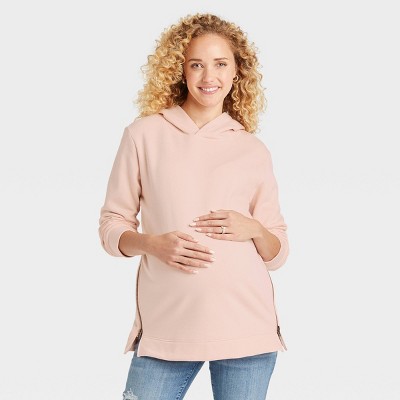 Image of Hooded Nursing Maternity Sweatshirt - Isabel Maternity by Ingrid & Isabel™ Blush L