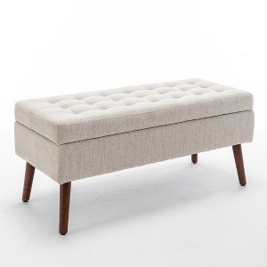 NicBex Storage Ottoman Bench for Bedroom,Leather and Linen Storage Bench with Solid Wood Legs,Ottoman for Living Room,Bedroom,Entryway - 1 of 4