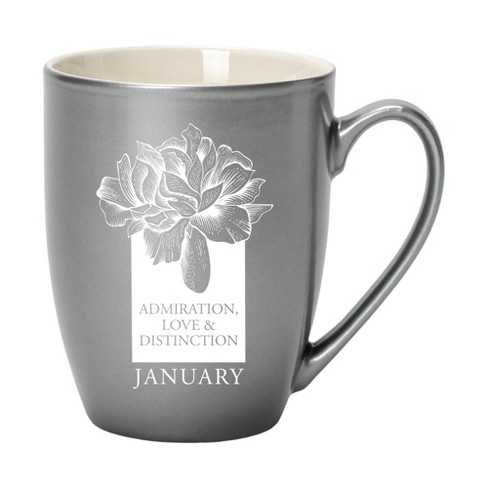 Elanze Designs Admiration Love And Distinction January Grey 10 ounce New  Bone China Coffee Cup Mug