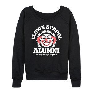 Women's - Instant Message - Clown School Alum Lightweight French Terry Wide Neck Long Sleeve Graphic Shirt - 1 of 4