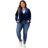 Agnes Orinda Women's Plus Size Button Ruffle Work Office Suit Velvet Blazers - 3 of 4