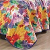 Home Mart Goods 3 Piece Floral Abstract Purple Yellow Reversible Quilt Coverlet Bedspread Bedding Set - King Size - 2 of 4