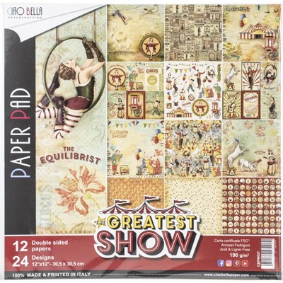 Ciao Bella Double-Sided Paper Pack 90lb 12"X12" 12/Pkg-Greatest Show, 12 Designs/2 Each