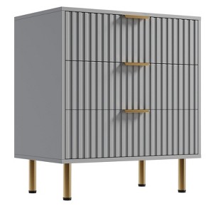 Fluted 3 Drawer Dresser for Bedroom, Modern Chest with Deep Drawers and Wide Top, Wooden Dresser Organizer for Living Room, Hallway, Entryway - 1 of 4