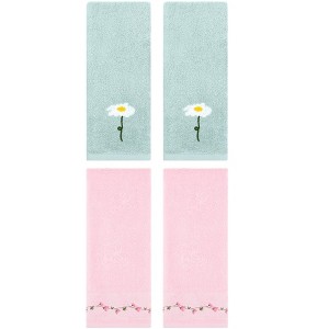REGALWOVEN 4 Pcs Floral Soft Absorbent Decorative Hand Towel for Bathroom - 1 of 4