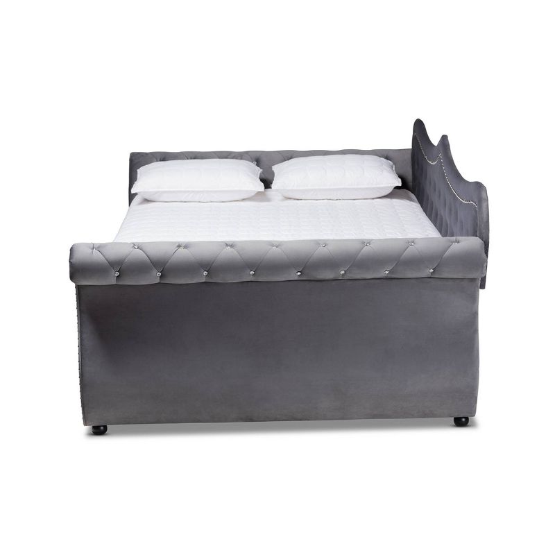 Abbie Velvet Fabric Upholstered Crystal Tufted Daybed - Baxton Studio, 3 of 10