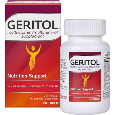 Geritol Multivitamin Supplement, B-Vitamins, Antioxidants, Vitamins C, E & D, Iron, 100 Tablets - Gluten-Free, Non-GMO