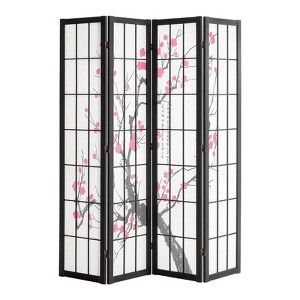 VEVOR Room Divider, 4 Panel Japanese Room Divider Screen, Wood Folding Privacy Screen Indoor, Partition Portable Decoration Dividers Brown+White - 1 of 4