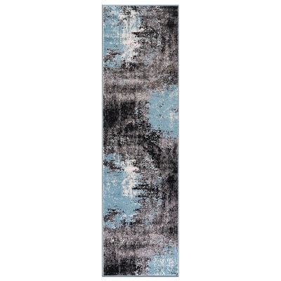 World Rug Gallery Contemporary Abstract Splash Area Rug - Blue 2'x7 ...