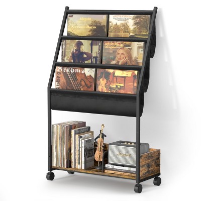HDZNVF Record Stand With 4 Tier Vinyl Holder Display Shelf, Record Cabinet For Book Magazine Turntable