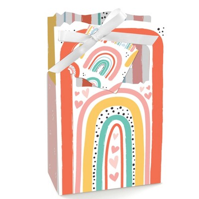 Big Dot of Happiness Hello Rainbow - Boho Baby Shower and Birthday Party Favor Boxes - Set of 12