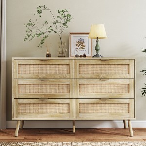 Rattan Dresser for Bedroom, Boho Dressers with Spacious Storage, Modern Natural Dresser - 1 of 4