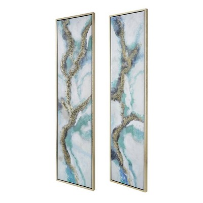 Blue and Gold Abstract Canvas Oil Painting Set