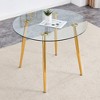 CAVINAS Round Dining Table for 4-6 People,Tables with 4 Metal Legs,Tempered Glass Top,Non-Slip Pads,Small Space Dining Table for Kitchen,Dining Room - 2 of 4