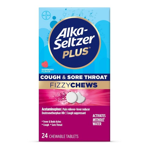 Alka-Seltzer Plus Cough & Sore Throat Fizzy Chews - Raspberry Flavor - 24ct - image 1 of 4