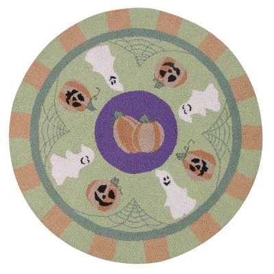 3'x3' Round Hooked Ghost Accent Rug Green - C&F Home