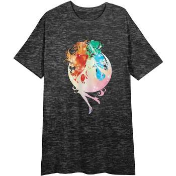 Sailor Moon Crystal Character Orb Crew Neck Short Sleeve Black Heather Women's Night Shirt
