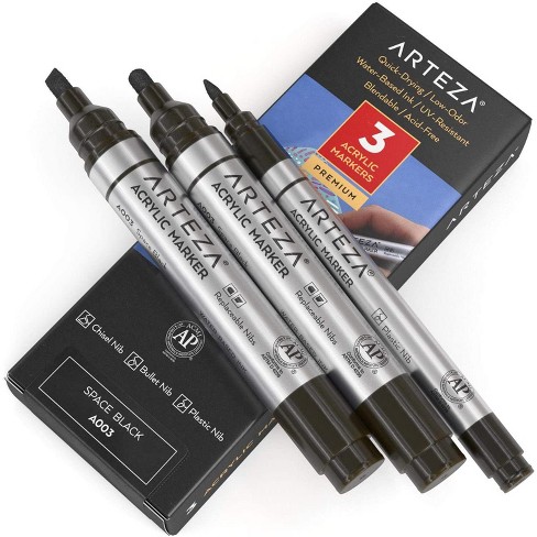 Pintar Premium Acrylic Paint Pens - 4 (0.7mm), 4(1.0mm) & 4(5.0mm) Fine Tip  Pens For Rock Painting, Ceramic Glass, Wood, Glass (12 Black) : Target