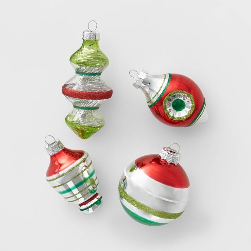 Vintage Christmas Decorations 3 inch Retro Glass Ball Tree Ornaments Set of 5 