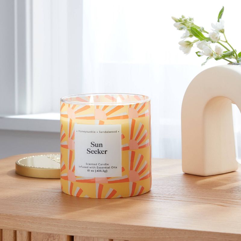 2-Wick 15oz Glass Jar Candle with Patterned Sleeve Sun Seeker - Opalhouse&#8482;, 3 of 5
